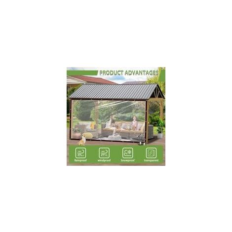 Bâche transparente imperméable avec œillets, bâche en vinyle PVC robuste, bâche transparente pour extérieur/camping/plantes/jardin/poulailler/litière pour chats 2 m x 2 m (1/4)