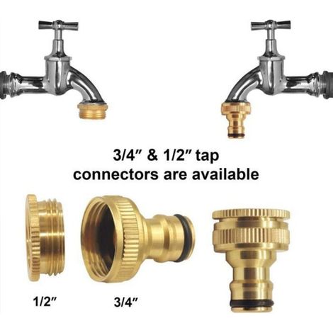 Raccord De Robinet - Laiton - 1/2 Pouces Et 3/4 Pouces - Pour Jardin Maison Et Irrigation - Lot De 2 (1/5)