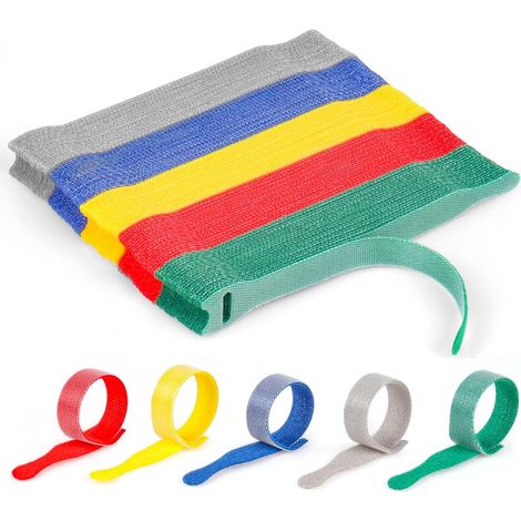 Attache Câble Scratch Serre Cable Bande Sangle Réutilisable Câble Management Facile à Couper pour Ranger et Organiser Tous Les Câbles,20mm de Large Non-adhésif Bande Hook & Loop…… (15cm x 12mm) (1/5)