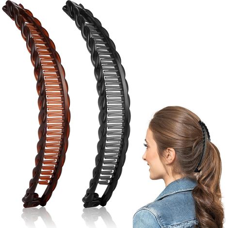 Peignes bananes, 2 pinces à cheveux bananes, lot de 2, épingles à cheveux pour femmes, maintien ferme, épingles à cheveux pour femmes et filles, lot de 2