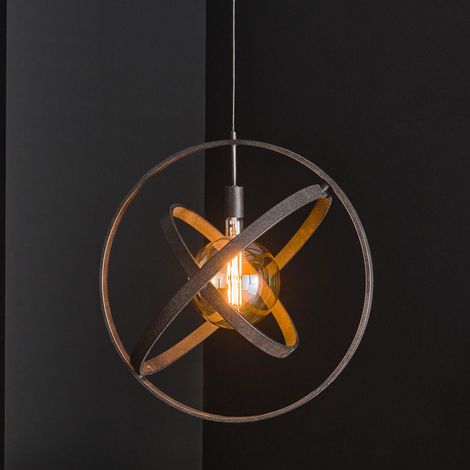 Suspension 1 lampe ronde 55x55x150 cm en métal noir