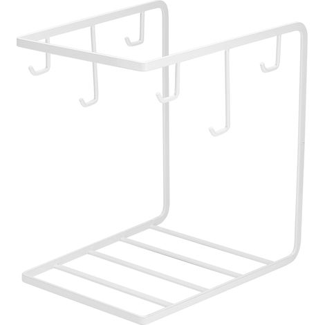 Porte-verres en fonte de fer, étagère de rangement cuisine à 2 niveaux avec 6 crochets pour tasses et verres, design stable et robuste (1/5)