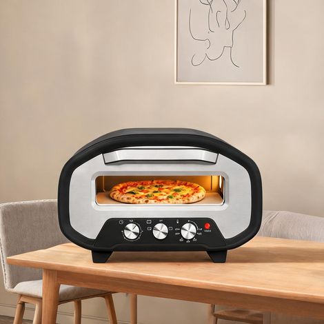 Four à pizza électrique 2200 W avec pierre céramique 30,5 cm gris (1/5)