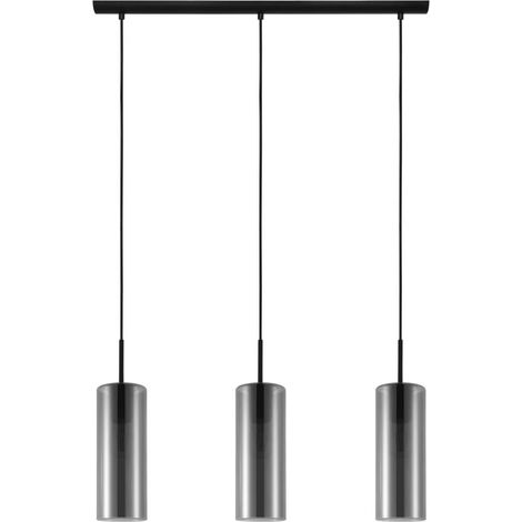 Lampe à suspension en verre Keyns 3 lumières noir avec verre fumé - 32467 (1/3)