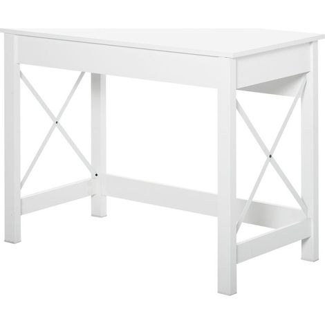 Desk of computer to the design modern and minimalist, in wood and steel, 105 x 50 x 76 cm, white (1/5)