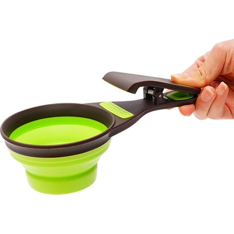 JANMIR-Cuillère multifonction pliable en silicone vert (taille moyenne, 19 cm) pour aliments pour animaux de compagnie - Accessoires pour chiens et chats (1/5)