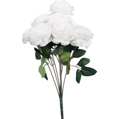 Ramo de peonías artificiales blancas - 9 piezas, altura: 42 cm, alta calidad (1/3)