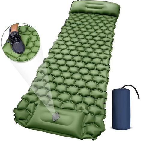 Campingmatratze mit Fußpumpe, 10 cm dicke aufblasbare Isomatte, integrierte Luftpumpe und Kissen (1/4)