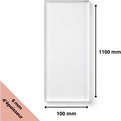 Plaque verre acrylique transparent 6 mm - 10 x 110 cm (100 x 1100 mm) - Verre synthétique - Plaque PMMA XT - Plexiglass