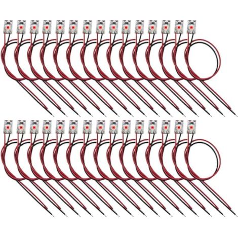 30 Pièces 8mm Pré Câblées LED SMD, Modélisme 2835 12-18V LED Bandes, Rouge (1/5)