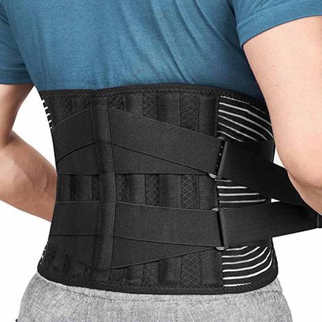 Ceinture Lombaire - Soutien Pour Douleurs Lombaires - Respirant Avec Coussin Lombaire Et 4 Sangles De Maintien - Taille XXL 125-145 Cm (1/5)
