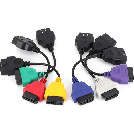 Lot de 6 adaptateurs OBD2 couleur pour diagnostic auto, câble connecteur 12V DC, compatible Chrysler, accessoire de test véhicule (1/5)