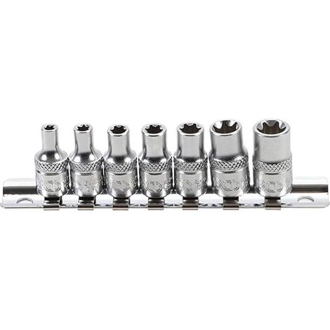Jeu 7 douilles courtes carre 1/4 profil torx e bgs de e4 à e11