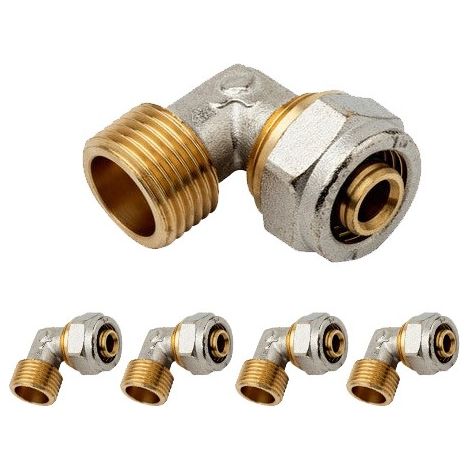 5 Stück Außenwinkelstück 1/2'' für Mehrschicht Kompressionsrohr 25mm, ohne dass eine Crimpmaschine erforderlich ist, grau