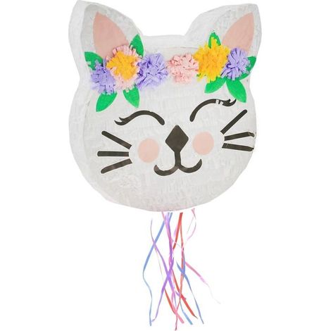 Piñata a forma di gattino con fiori, 33x35x7,5 cm