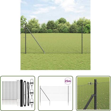 vidaXL Acier résistant - Poteau de clôture. Gris 25 x 1,5 m (19 x 19 mm maillage) Acier (1/5)
