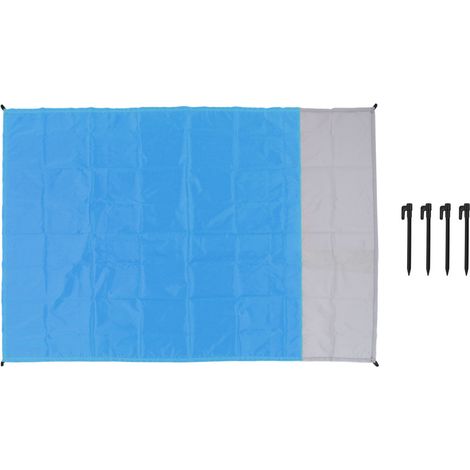 Couverture de plage imperméable et portable en polyester, tapis de pique-nique pliable pour camping et pique-nique en extérieur, bleu clair et gris. (1/5)
