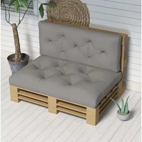 Cuscino da seduta con impuntura a bottoni, grigio chiaro, 120 x 80 x 12 cm (1/5)