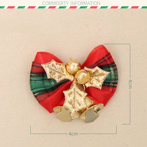 Guirlande De Noël - Nœuds Papillon Rouges Avec Clochettes - Tissu Plaid Et Velours - 4 x 4 x 1 cm - Décoration Festive Pour Arbre De Noël Et Intérieur - Lot De 6 (1/5)