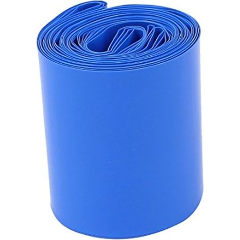 Tube thermorétractable pour batteries 18650, 6m de long, 50mm de large à plat, gaine PVC bleue (1/3)