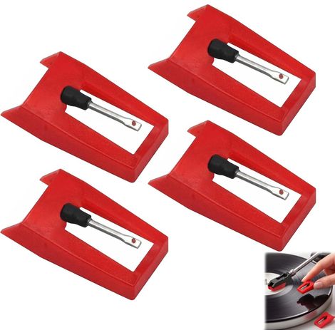 Plattenspielernadeln – 4er-Set – Diamant und Saphir – High Fidelity – Für Vinyl-Plattenspieler – Rot (1/5)