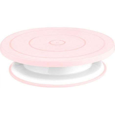 Plateau tournant pour décoration de gâteaux, support à gâteaux rotatif antidérapant pour la décoration (1 pièce, rose) (1/4)