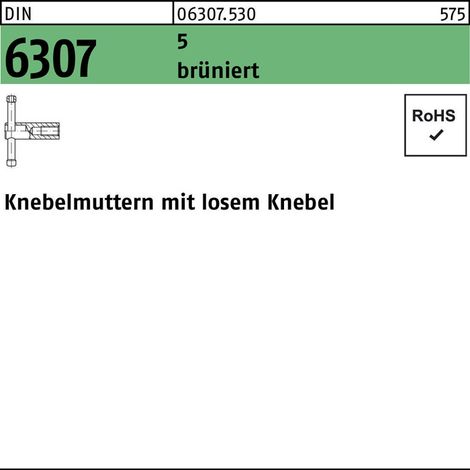 DIN 6307 Knebelmuttern Stahl 5 M 10 brüniert, loser Knebel brün S (1/2)