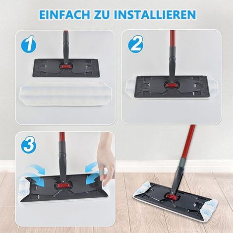 Lingettes microfibre balai plat - 4 pièces - Convient pour Vileda H2PrO, O-Cedar H2PrO, lavables Étiquette (1/5)