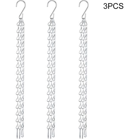 Lot de 3 crochets de chaîne en fer pour suspension de jardinière, panier à fleurs et pot de rechange