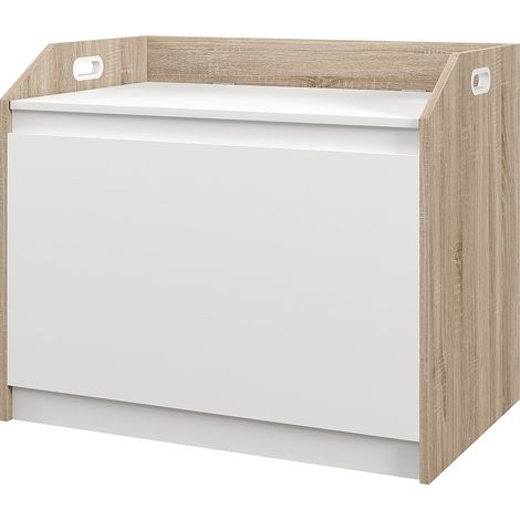 Cassapanca Legno Bianco Vano Contenitore Schienale 62,4x40x51,5cm