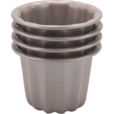 Cannelé-Form, 4 geriffelte Muffinformen mit Antihaftbeschichtung (1/5)