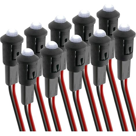 BeMatik - Luz LED piloto de 8mm 12VDC de color blanco 10-pack