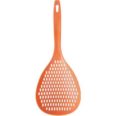 Hitzebeständiger Schaumlöffel aus Kunststoff, langer Griff, multifunktionaler Schaumlöffel im japanischen Stil, Küchenutensil, orange (1/5)