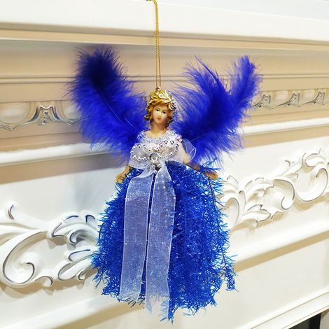 Angel - Plume - Décoration Arbre De Noël - Intérieur - 1 Pièce - 22 x 13 cm - Bleu (1/2)