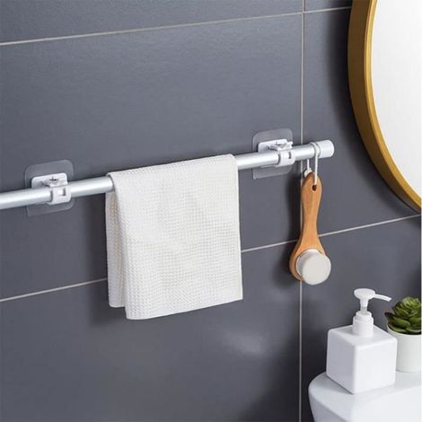 Crochet pour tringle à rideaux, Support pour tringle à rideaux, Auto-adhésif sans perçage, Pour salle de bain, 6pcs, (1/4)