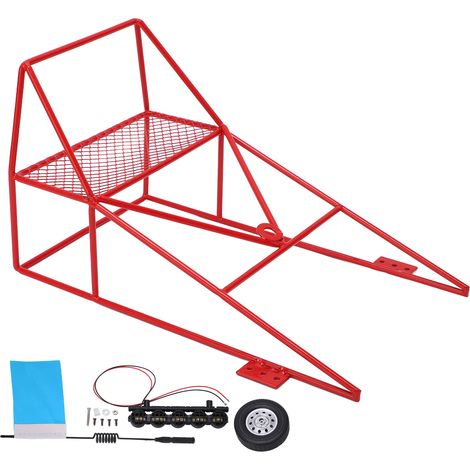 Godet arrière RC, décoration à l'échelle 1/10 avec petit drapeau et gyrophare pour camion RC WPL D12 (bleu). (1/5)