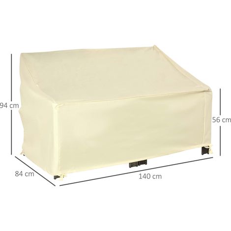 Outsunny 2-Sitzer Gartenbank-Überzug, wasserdichte Outdoor-Sofa-Abdeckung, 600D Oxford-Gewebe mit Beschichtung, 140 x 84 x 56/94 cm für Terrasse und Balkon, Creme