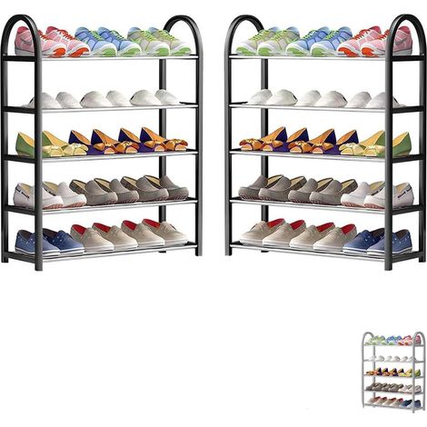 Mensole per Scarpiera a 5 ripiani in metallo e plastica - Mis. 67x19x82 cm Scaffale porta scarpe - Organizer salvaspazio per 15-20 paia di scarpe per (1/5)