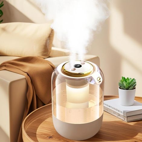Umidificatore da 2,2 litri, silenzioso, con doppio diffusore e luce notturna a LED, connessione USB per la camera da letto. (1/5)