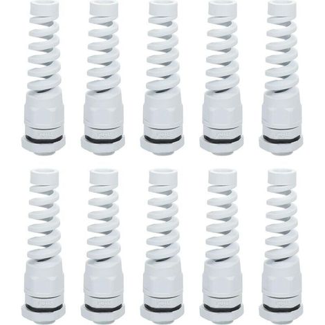 10 Stück wasserdichte M12-Kabelverschraubungen aus Nylon für Kabel von 3 bis 6,5 mm² – Zuverlässige Befestigung, Weiß (1/4)