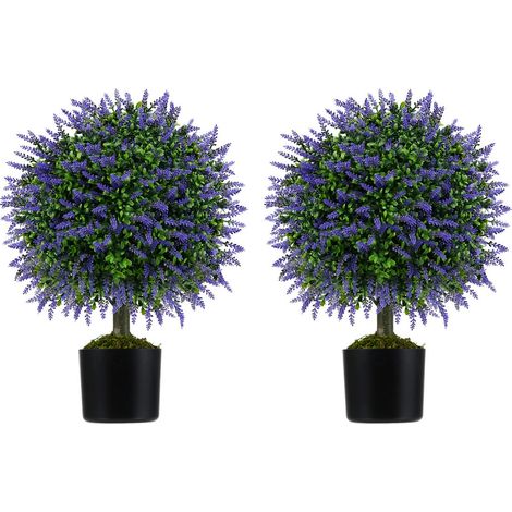 Set di 2 sfere di lavanda artificiali 58 cm facile manutenzione stile moderno in PE viola e verde 200012401