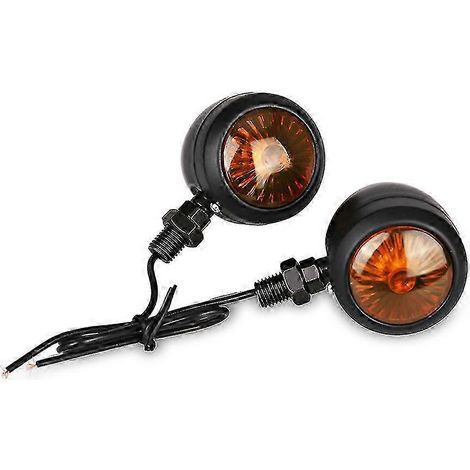 Clignotants universels 12 V pour moto Harley, style rétro, en métal, 2 pièces, noir chromé (1/3)