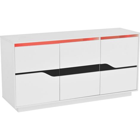 Credenza soggiorno con LED 140x40x70 cm 3 ante ripiani regolabili bianco nero HOMVRA (1/5)