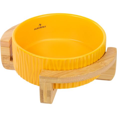 Comedero de Cerámica para Gatos con Base de Bambú 400ml Glückpet