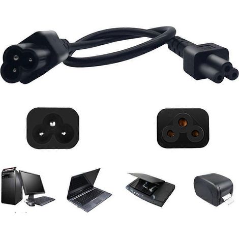 Câble d'alimentation IEC320 C6 mâle vers IEC320 C5 pour adaptateurs secteur d'ordinateurs portables (1/4)