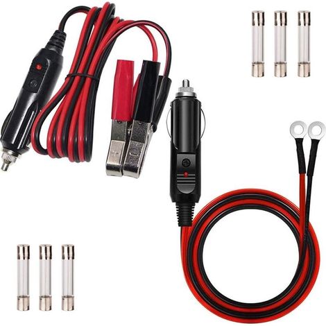 Allume-cigare Mâle à Alligator Clip, Prise d'allume-Cigare de Batterie de Voiture, Pinces de Batterie et Allume-Cigare 10 A DC 12 V à 24 V.Voiture Prise Mâle Allume-Cigare (1/5)