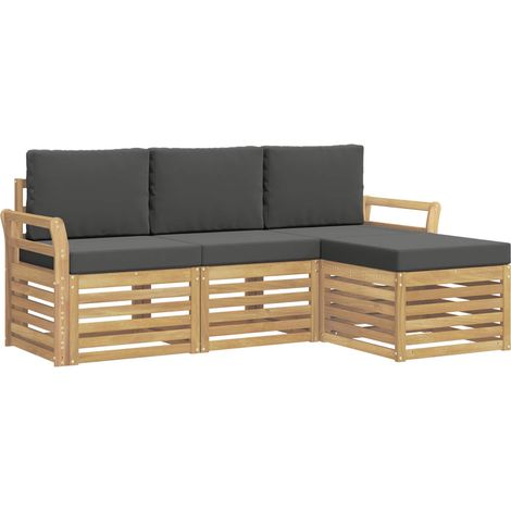 Conjunto de sofás de exterior 4 uds. Blanco y Antracita vidaXL (1/5)