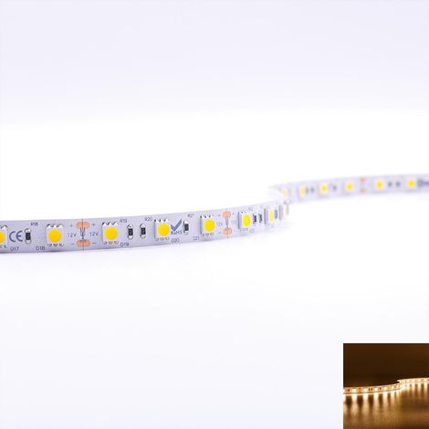 Strip 12V 5M 14,4W/m 60LED/m 10mm - Lichtfarbe: Warmweiß 3000K - Schutzart: IP20 (1/5)