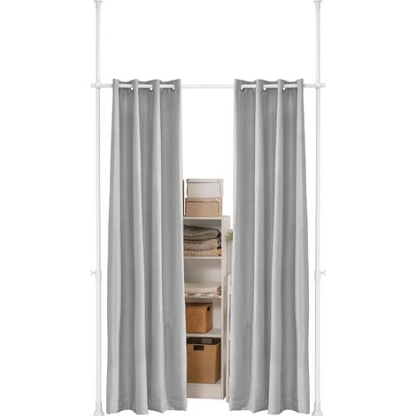 SoBuy KLS12-HG Teleskopvorhang verstellbares Verdunkelungsvorhang Sonnenschutz Thermogardine blickdichte Vorhang für Schrank, Wohnzimmer, Arbeitszimmer, Schlafzimmer hellgrau B(162-270) x H(199-285)cm (1/5)