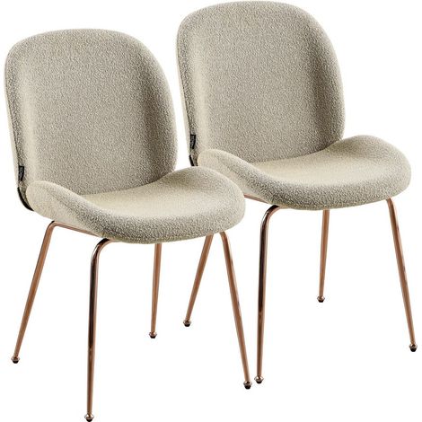 Set da 2 sedie in tessuto bouclè beige con struttura oro rosa - Shell (1/5)
